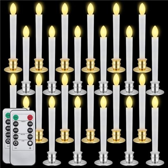 Christmas Window Candle Lights Flickering Flameless Taper Light Electric LED - Picture 1 of 7
